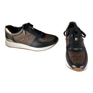Michael Michael Kors‎ Womens Brown Logo Allie Almond Toe Lace Up Sneakers 7M